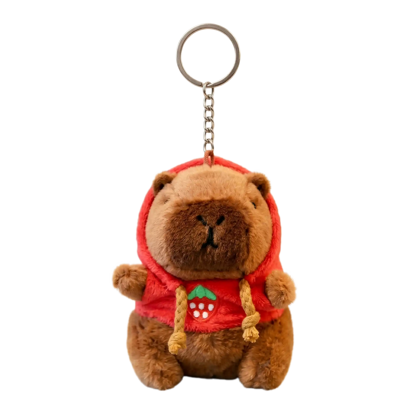 Strawberry Hoodie Capybara Plush Keychain