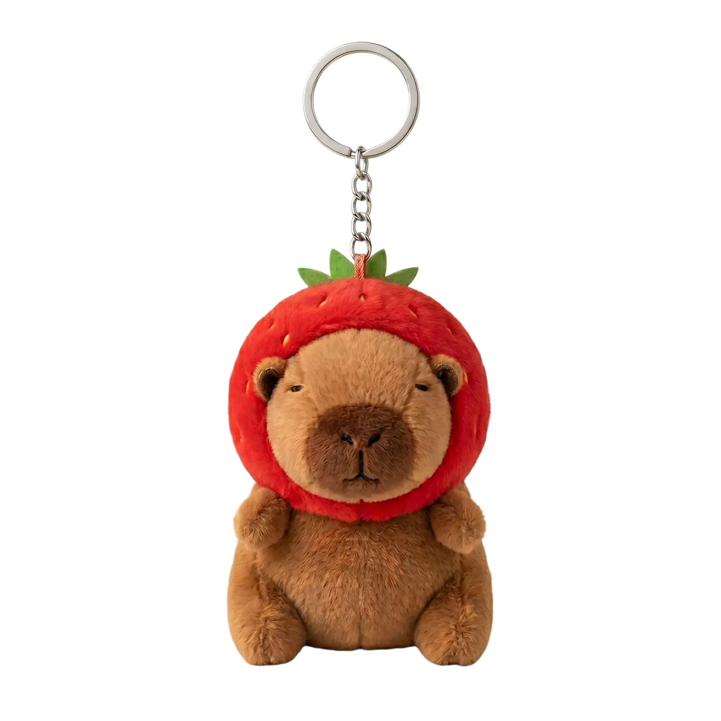 Strawberry Capybara Plush Keychain