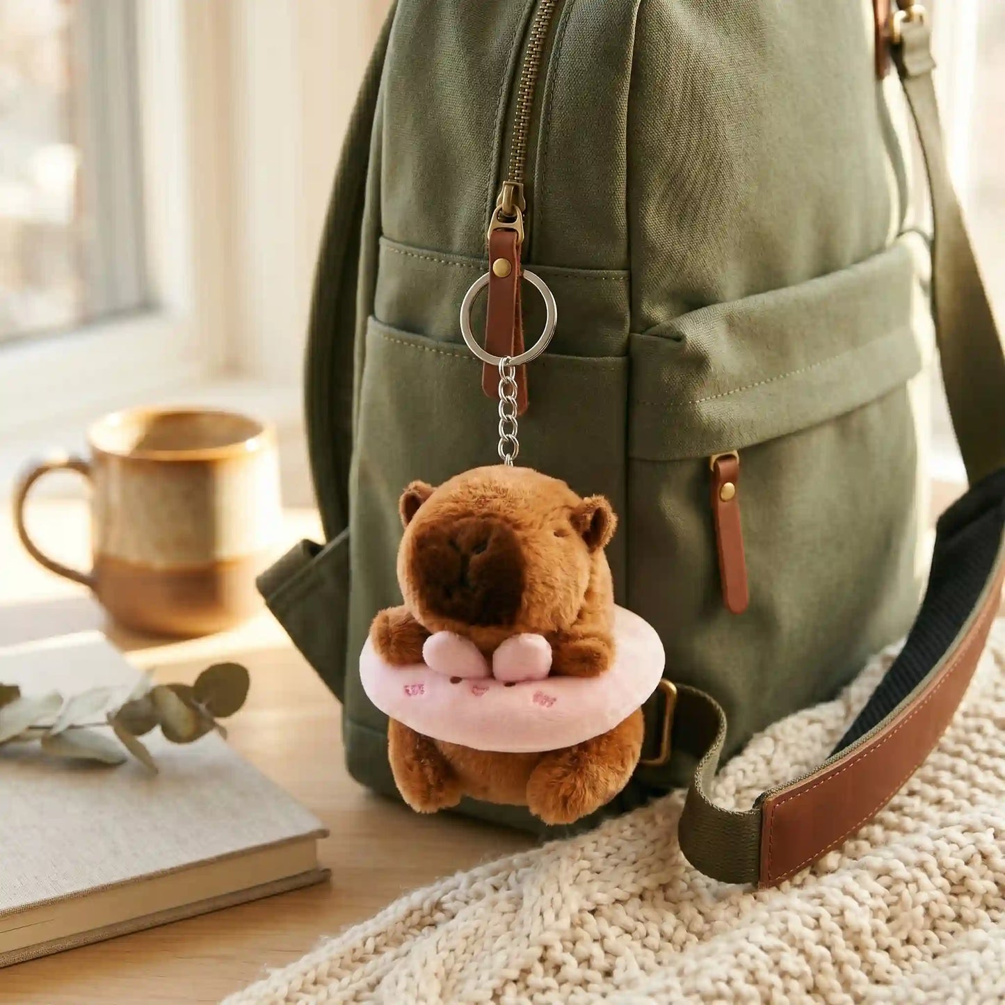 Floaty Capybara Plush Keychain