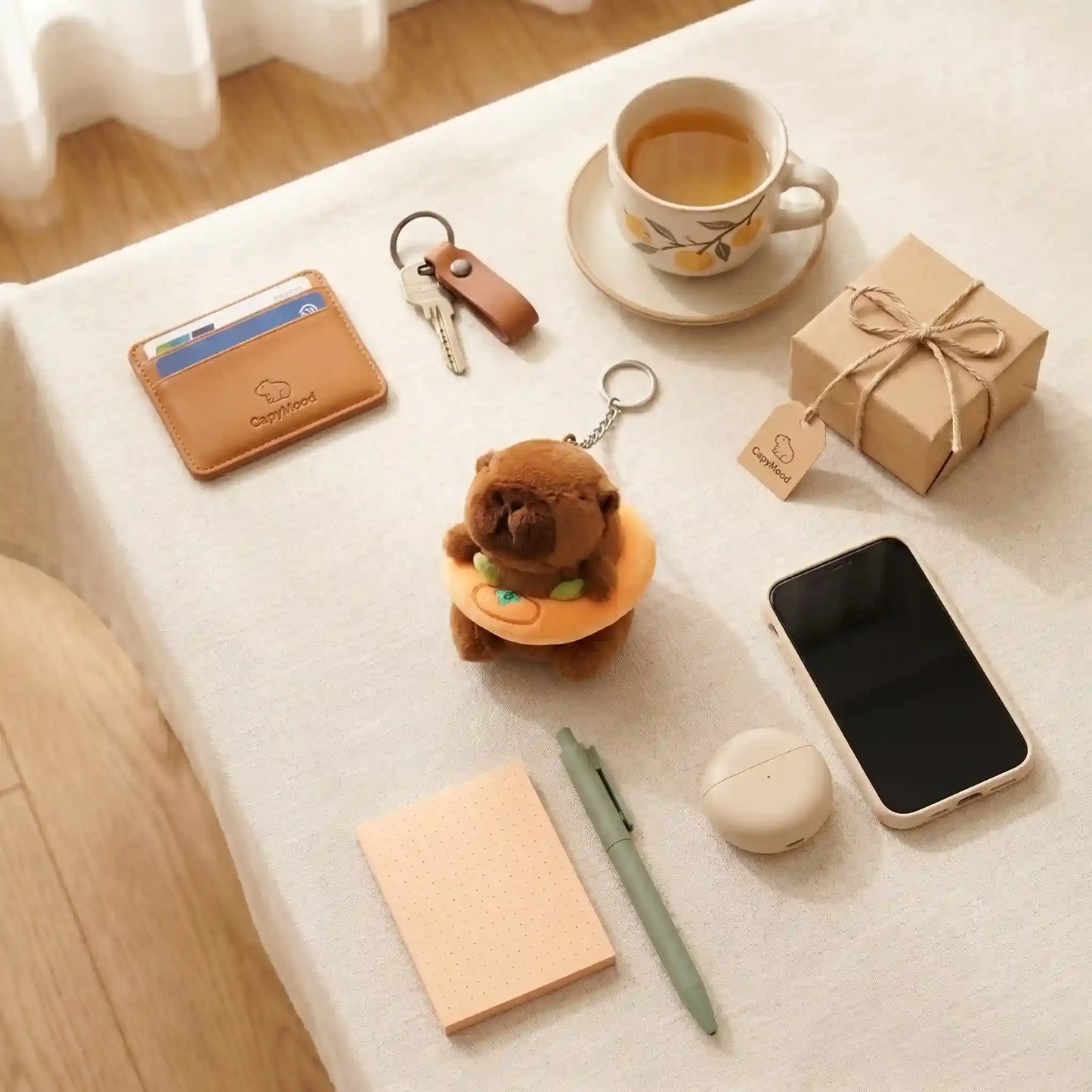 Floaty Capybara Plush Keychain